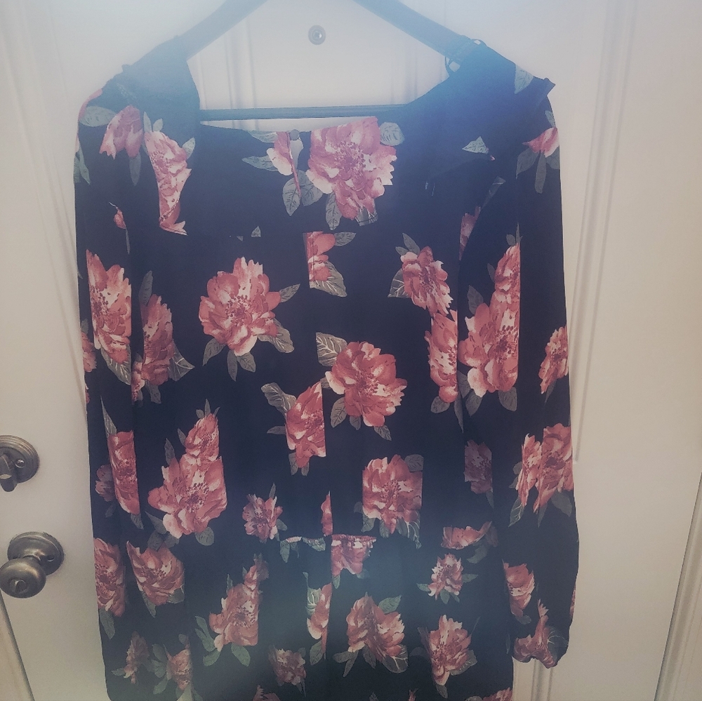 Forever 21 Black Romper with Pink Floral Pattern - Picture 3 of 4